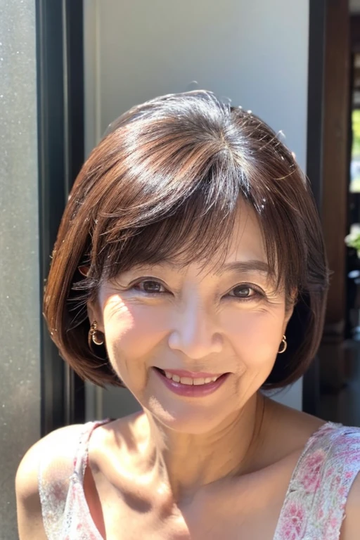57 years old、smile、beautiful、Whole body、Elegant adult attire、Shining Eyes、stare、