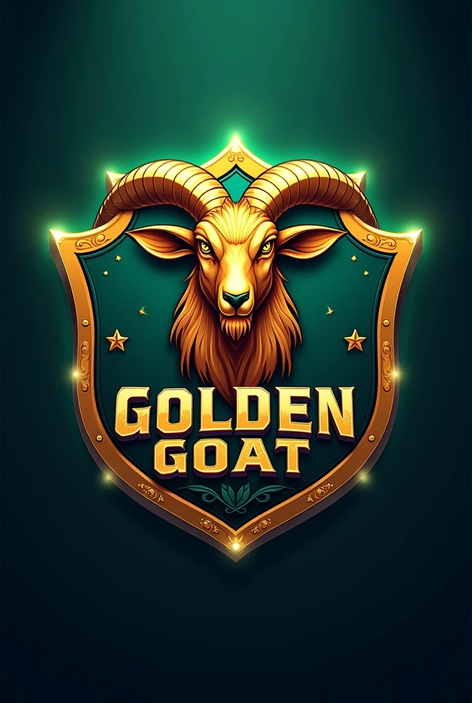 Football team shield with a golden goat and the word written on the shield "Golden goat"