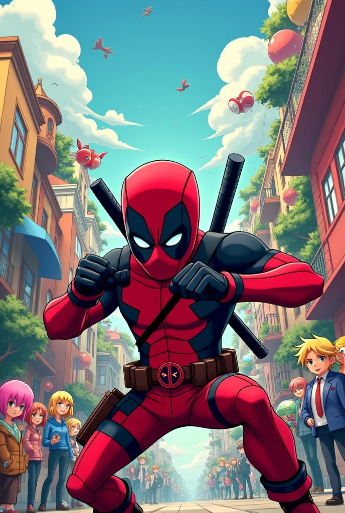 An image for the cover of a Youtube channel called Animaplay but with anime and cartoon characters like Deadpool and many characters