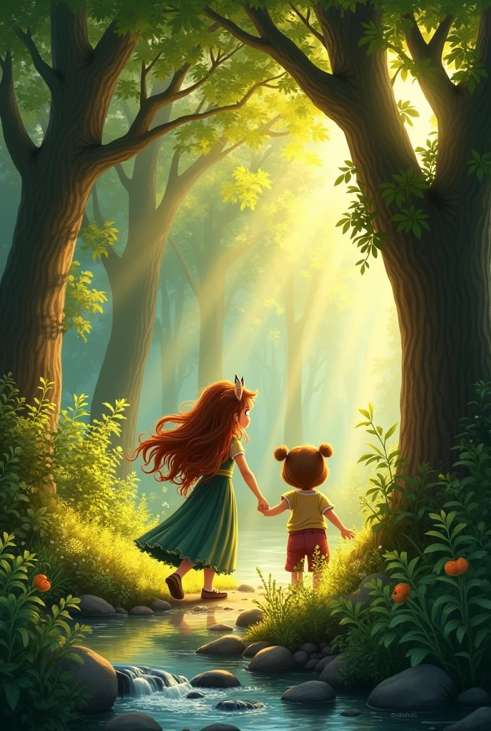 Luisa, who was always up for adventures, He nodded enthusiastically. The two of them went into the forest., and soon they began to hear extraordinary sounds: “¡Splash, Splash!” came from the nearby stream, the “¡Five, five!"It was the sound of leaves falling from the trees.