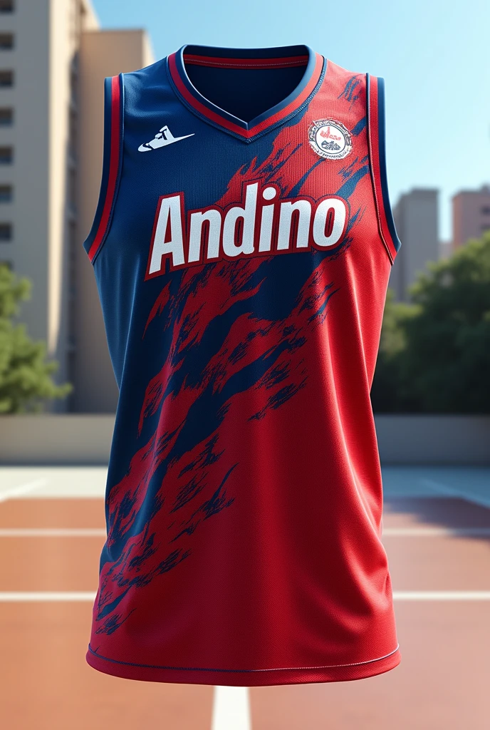 Could you create a basketball jersey design inspired by a Chilean team with a reference to the Andes Mountains?, With the word Andino on the jersey, Inspired by the France jersey
