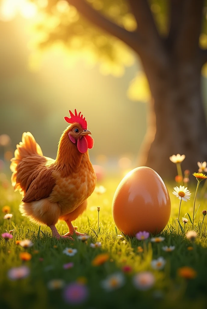 Create an engaging image that sparks people's interest and makes them want to know more using the phrase "Which came first, the chicken or the egg?"