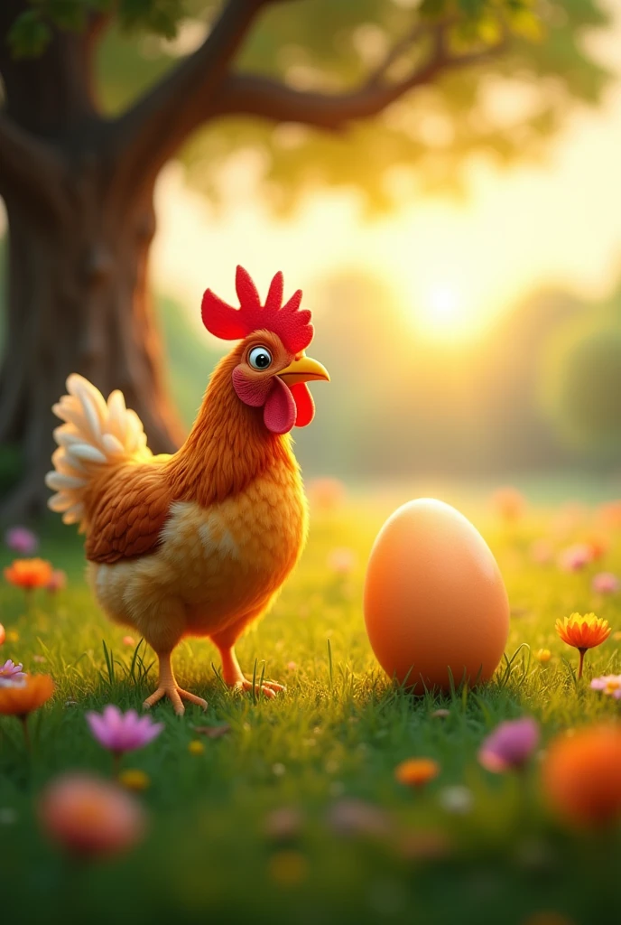 Create an engaging image that sparks people's interest and makes them want to know more using the phrase "Which came first, the chicken or the egg?" 