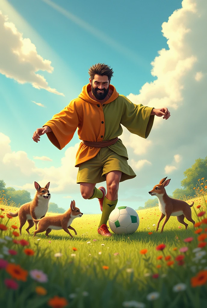 Animated soccer player Saint Francis of Assisi