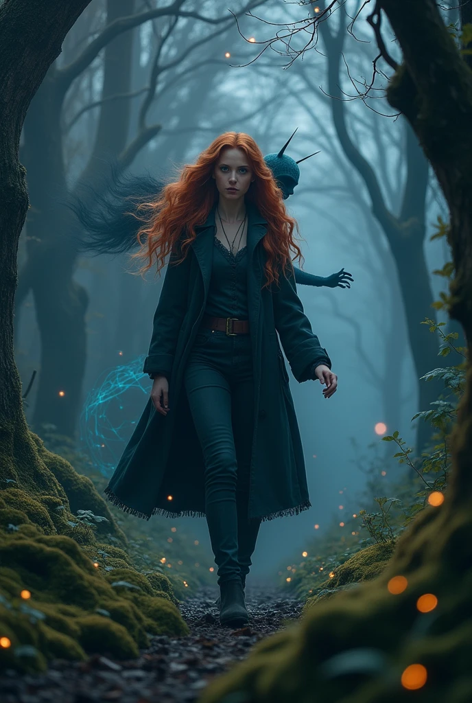 Woman carrying a paranormal entity on her back