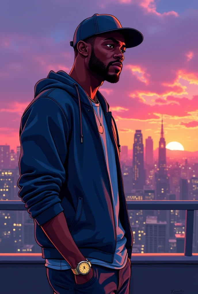 There is a dark-skinned man wearing a baseball cap and a watch., official character illustration, official fan art, detailed fanart, official fanart, detailed character portrait, detailed portrait, official illustration, officialwork art, nft portrait, portrait illustration epic, Fan art, high quality portrait, Official art, full art illustration, cover art illustration, trends on artstation, digital matte illustration