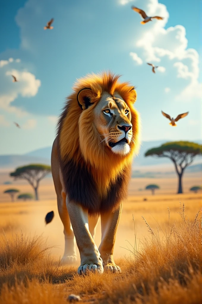 Generate a video of a lion