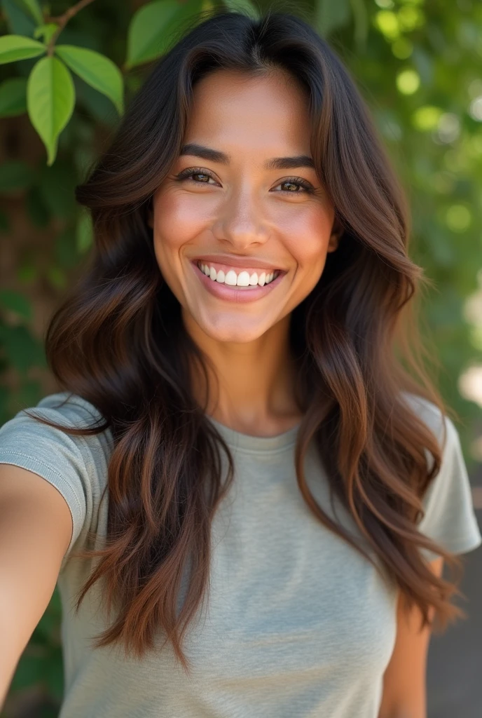 29 year old brunette, Hispanic, Small Breasted T-shirt No External Bra Selfie