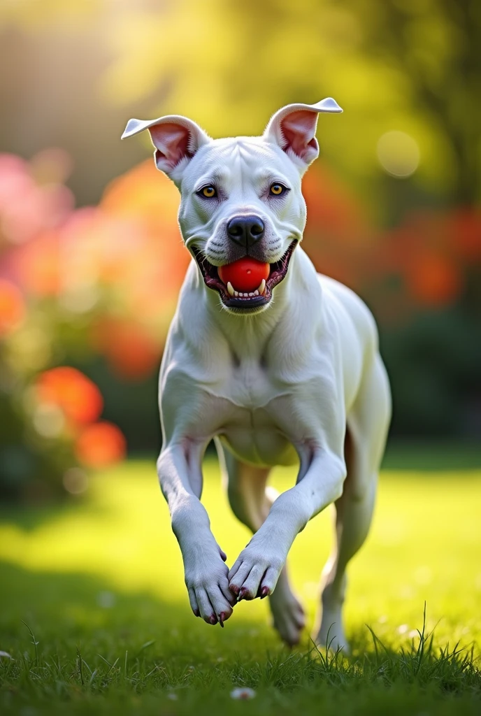 Make a picture of a white boxer named rex