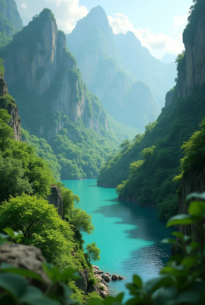 An exquisitely crafted masterpiece of digital art, this highly detailed landscape captures the breathtaking beauty of a tranquil valley. The award-winning image showcases a vibrant and immersive scenery, meticulously rendered with the finest quality and utmost precision. With its stunning 4K resolution, this captivating artwork transports viewers to a world where nature reigns supreme.
The scene unfolds before our eyes, revealing a picturesque valley adorned with an emerald lake nestled amidst a lush forest. The majestic mountains that guard the valley rise gracefully, their peaks reaching for the heavens. The verdant canopy of trees, ethereal and twisted, adds an otherworldly charm to the landscape, as if plucked straight from a fairy tale.
The diorama-like macro photography showcases every minute detail with