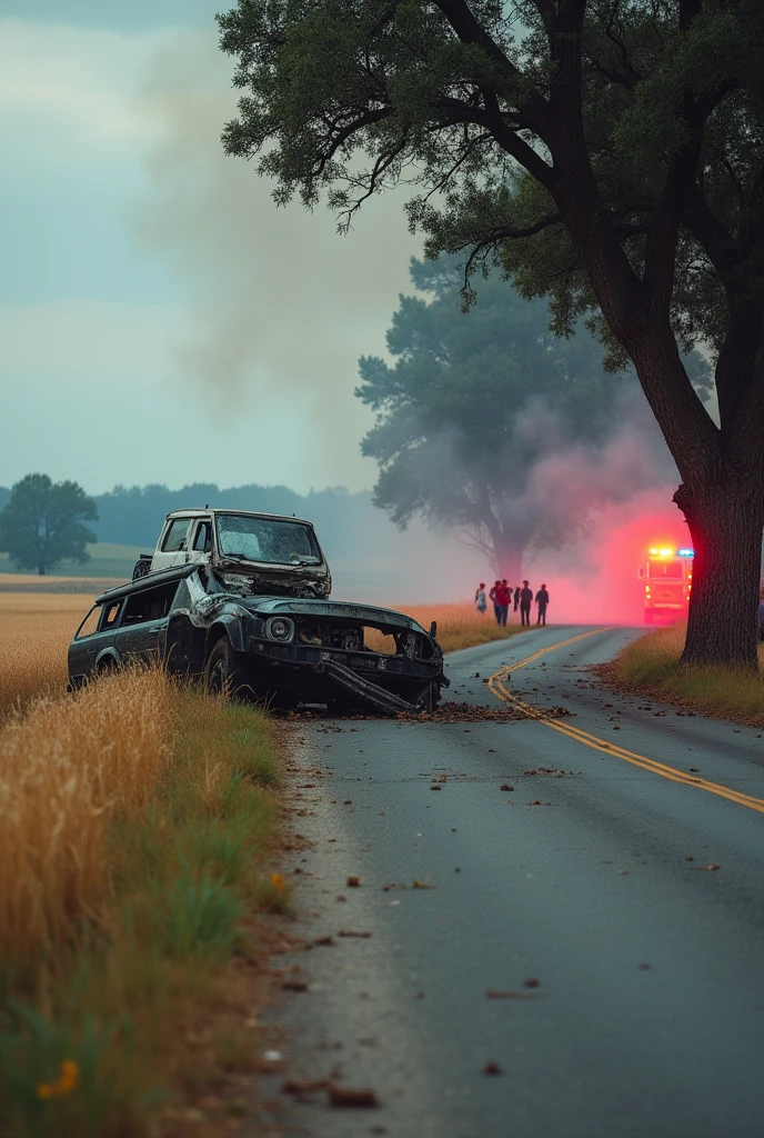 In a small rural town, There was a major accident involving a truck and a van..

