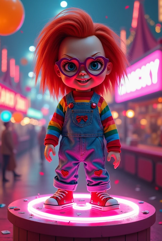 Create an image of Chucky that is very thin and gay.