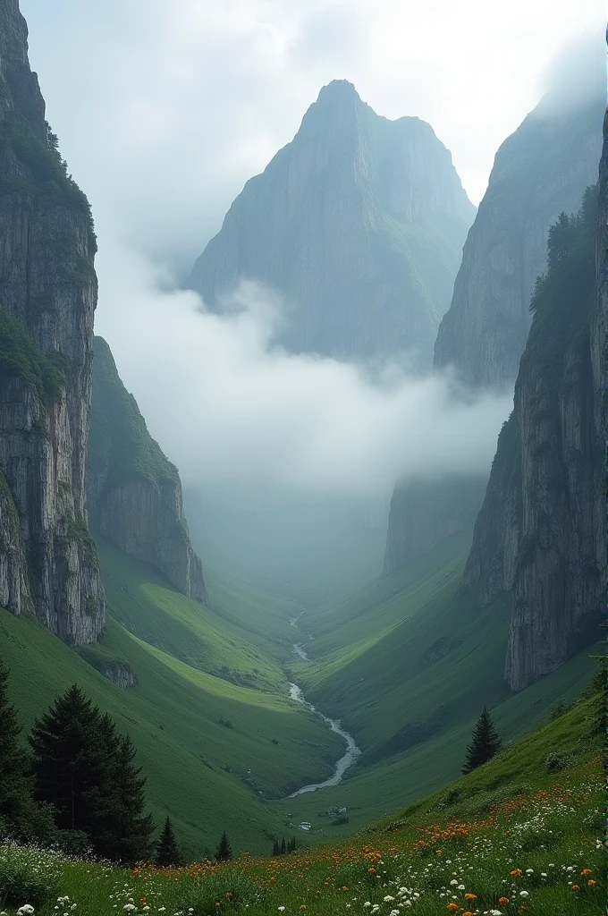 Mountains and fog