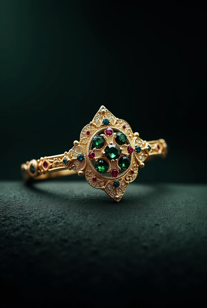 (masterpiece:1.3), (8K、photorealistic, Raw photo, best quality:1.4),Create a set of conceptual images showcasing luxury jewelry inspired by the brand 'Reliquia'. The designs should focus on timeless elegance, featuring gothic-inspired motifs with a modern twist. The jewelry pieces should include intricate yet minimalist details, using metals like gold and silver, adorned with gemstones that evoke historical significance, such as emeralds, rubies, and sapphires. The aesthetic should balance classic heritage and contemporary sophistication, with ornate yet refined elements that feel luxurious and exclusive. The overall atmosphere should be elegant, with dark, moody backgrounds that contrast beautifully with the shine of the jewelry, enhancing their mysterious and prestigious allure.