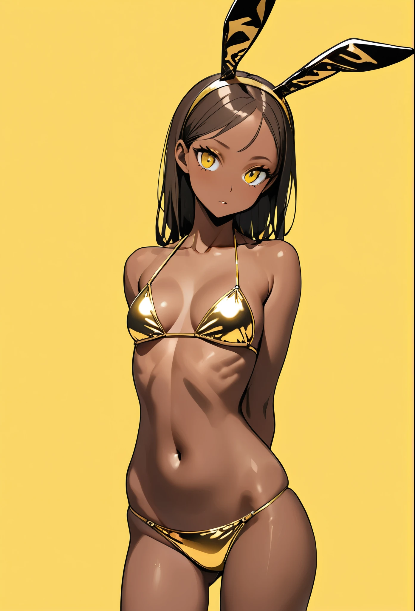 (masterpiece, best quality), female adolescence, supple, sub-saharan african, amber eyes, high jawline, unique cheeks, uneven forehead, delicate nails, vintage-inspired makeup , brown
bob with bangs hair, guilt
wearing bikini, __bo/properties/color__ rhinestones zebra stripes
off-the-shoulder top, kitten heels, tiaras with crystal accents,
, head tilted to the side, indicating thoughtfulness