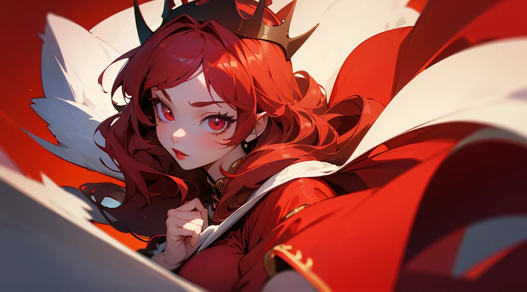 (masterpiece), (Best Quality: 1.0), Little girl, chica Fox ,fur rose, with a dress (ultra high resolution: 1.0), Detailed illustration, 8k, lively, 1 Little girl, hermosa lively, with a red dress, Crown of flowers, pretty face, detailed face, beautiful eyes, detailed eyes, dark red eyes, Red lips, red lipstick, beautiful and elegant hair, highlights in hair, bright anime style with bangs, Best Quality, Vibrant, red book, dark background.