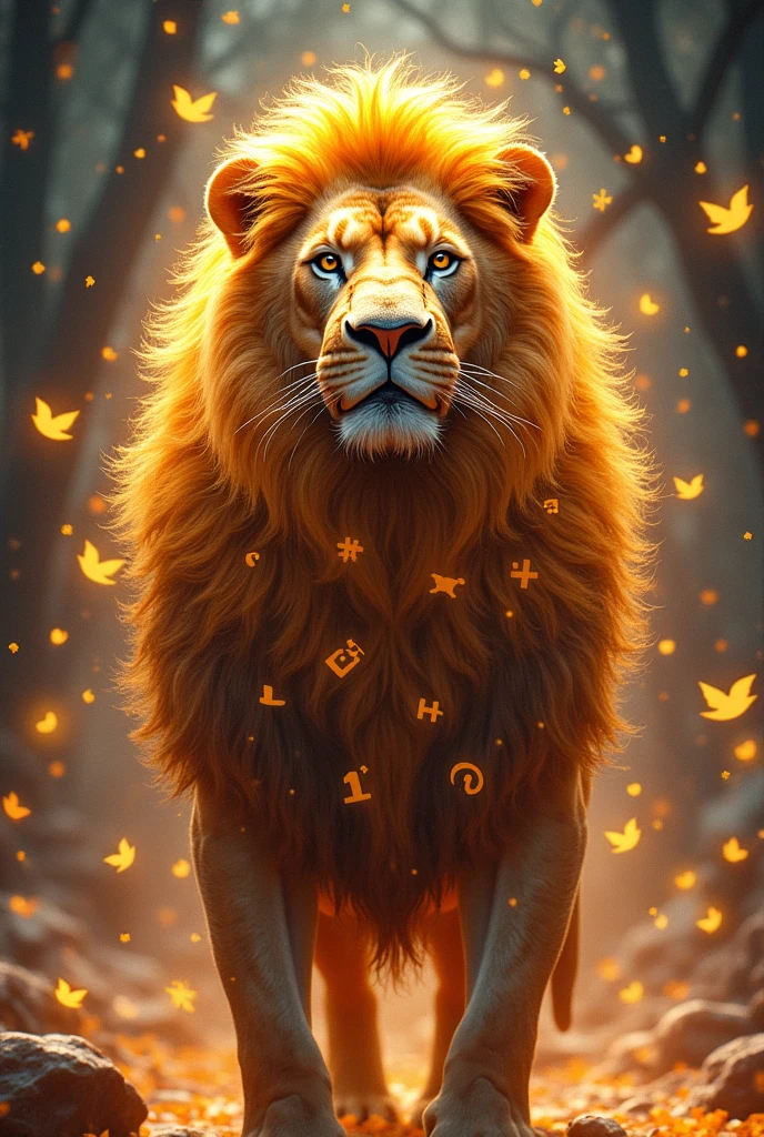 A lion king is a technical master of social media with all social media logo of he's back side he is a master of social media