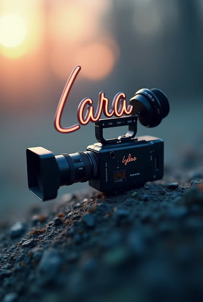 Video maker logo with a recording camera and the name Lara Films.