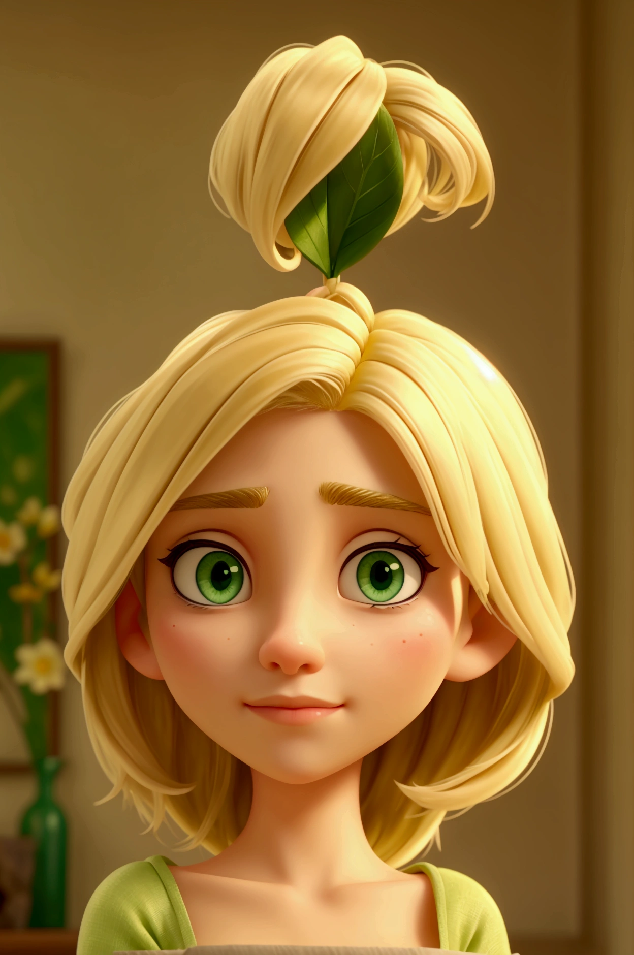 BEAUTIFUL BLONDE WOMAN WITH GREEN EYES SAD