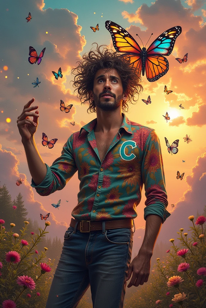 A crazy man with the initials D and C, that they integrate a butterfly