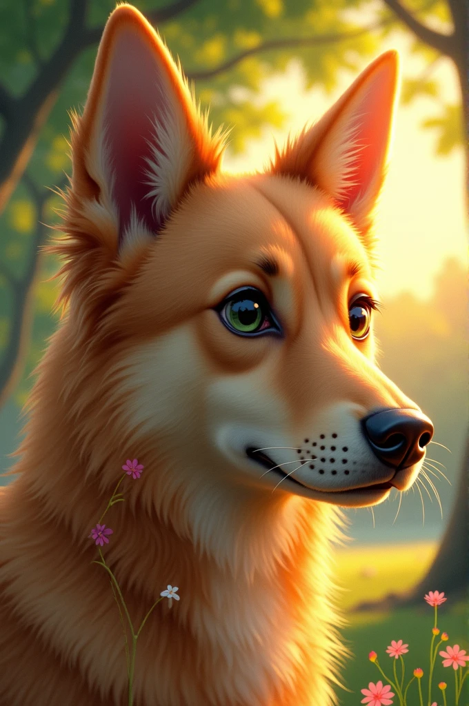 Generate a profile fusion of a dog's head and a person