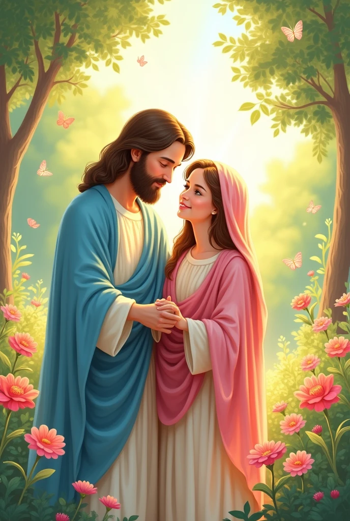 drawing of Jesus and Mary, for a children's choir called "Sacred Hearts of Jesus and Mary"