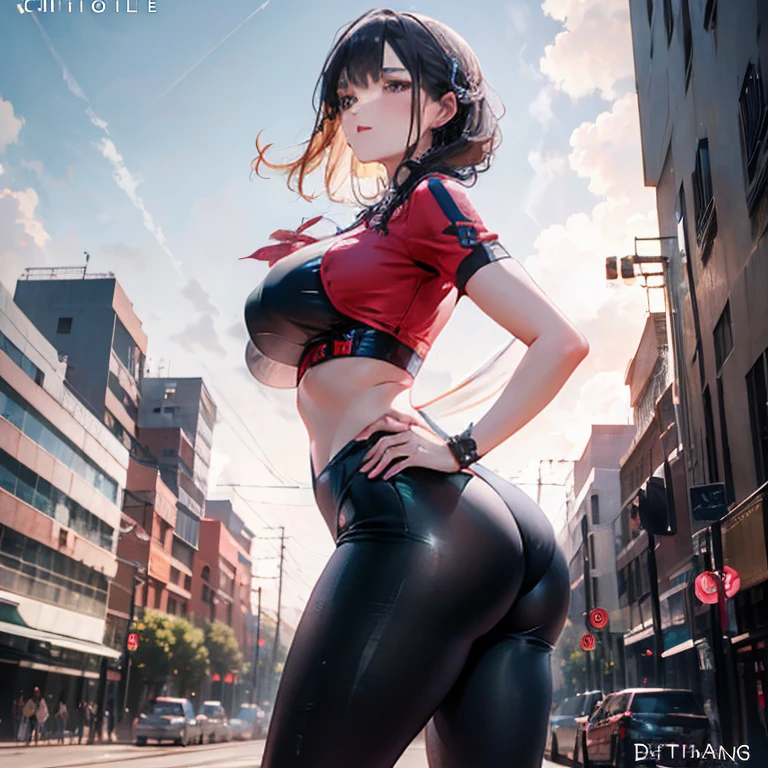 Anime Kawaii sexy Perfect Slim sensual body large breast and huge thighs, An intricate and highly detailed illustration of anime (Young girl) a girl walking in a city, wearing tight leggings that show off her large butt, leggings visible lines, frontal view, looking at the camera, sensual expression, (best quality,4k,8k,highres,masterpiece:1.2),ultra-detailed,(realistic,photorealistic,photo-realistic:1.37),hyperrealistic,extremely detailed face and body, detailed eyes and lips, flawless skin, fashionable outfit, natural lighting, vibrant colors, cinematic composition, dramatic atmosphere