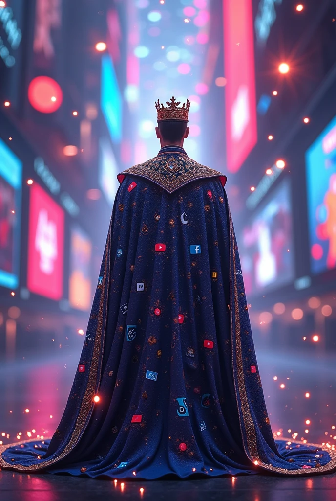 King master of social media with YouTube Facebook TikTok Whatsapp Instagram logo his back side he is a master of social media