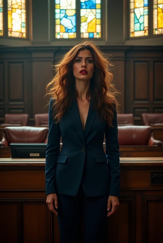 Prosecution, Disheveled large chest
Red lips