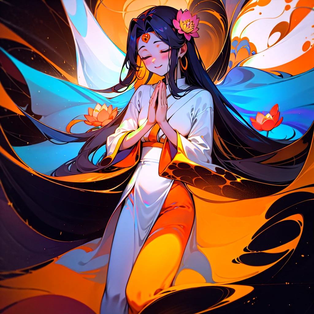 Amida Buddha、psychedelic 、Lotus flower、Paradise、Zazen、Joining hands in prayer、love、mercy、Halo、Nianhua smile、