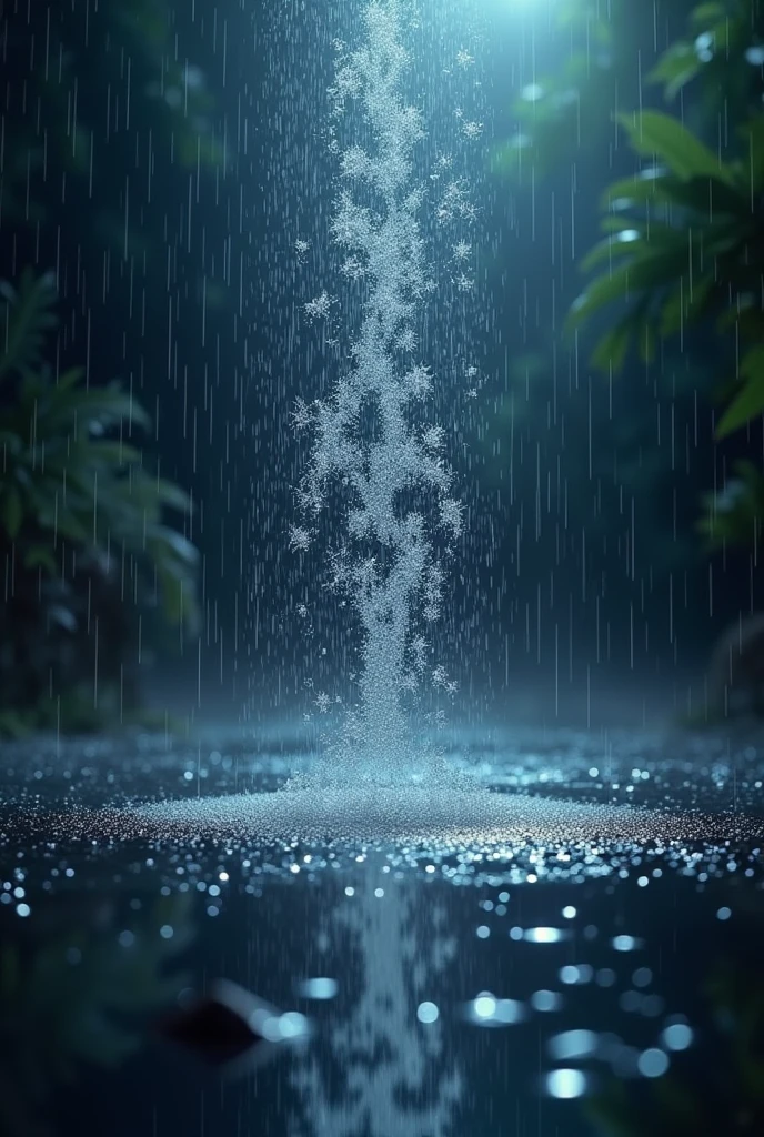 A 3D image of rain with the phrase "Raby, I want rain! YOUR rain on me!