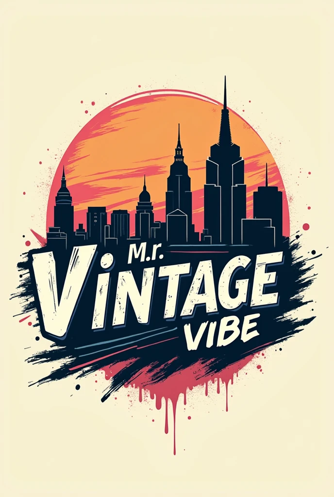 Give me a logo for a clothing store that includes the store name which is "Mr. Vintage Vibe"
With an urban style and an aggressive style with pastel colors and more linear designs