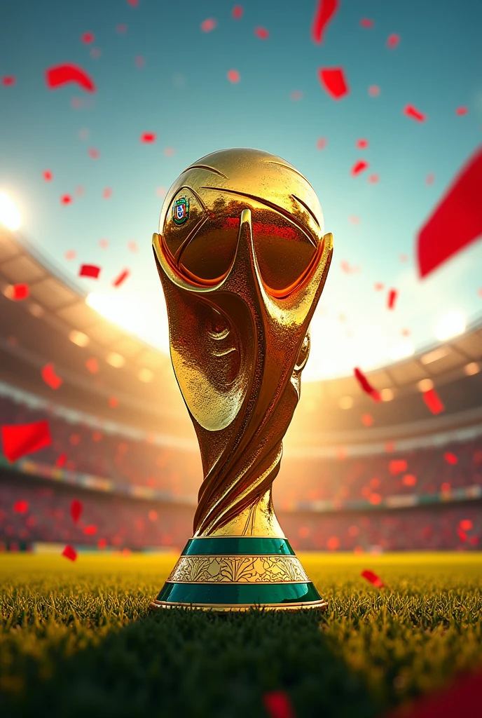 Portugal 2024 World Cup Logo with caption and a World Cup trophy
