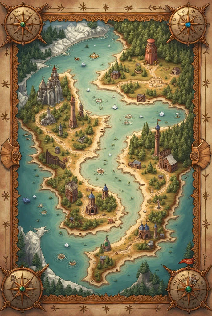 An ancient map of the world where there's only the North, East, West and South Kingdoms.