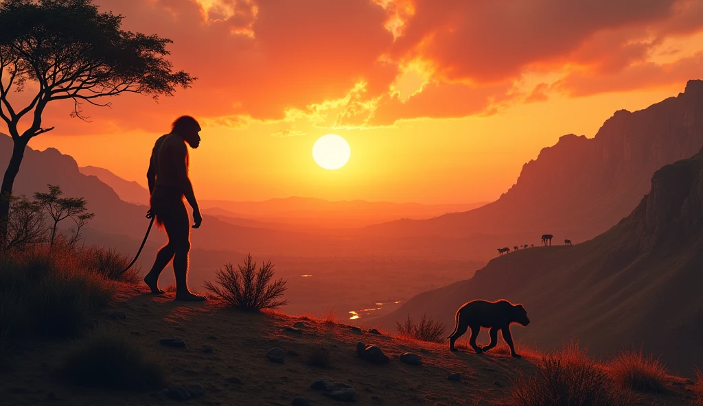 Human Evolution in Africa. slide background. there will be texts at the top and on the left side.