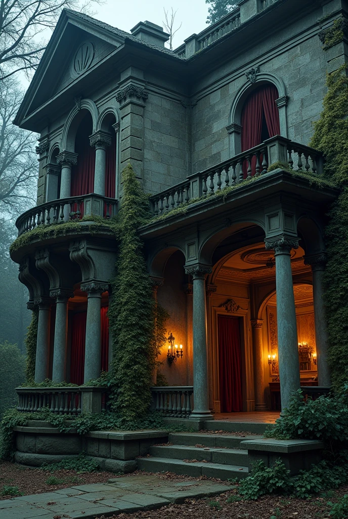 Classic, dark, and luxurious abandoned old mansion