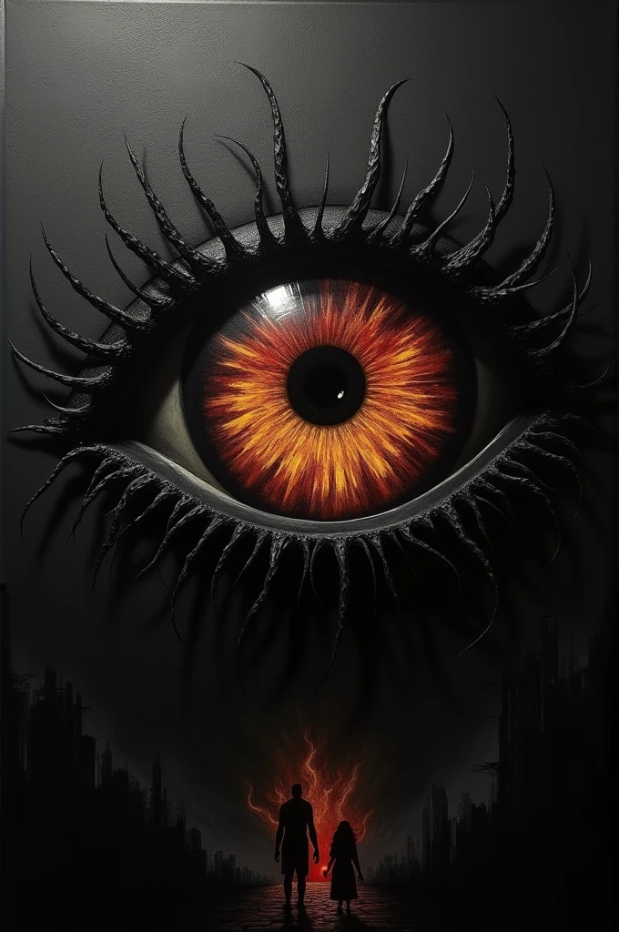 A terrifying eye on a black background