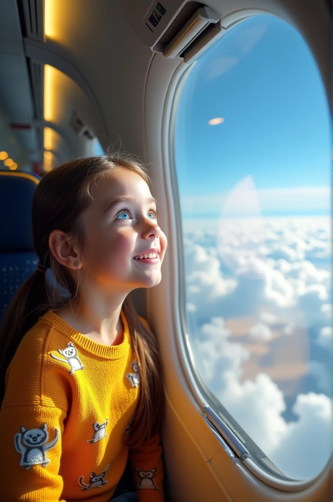 A girl in a plane