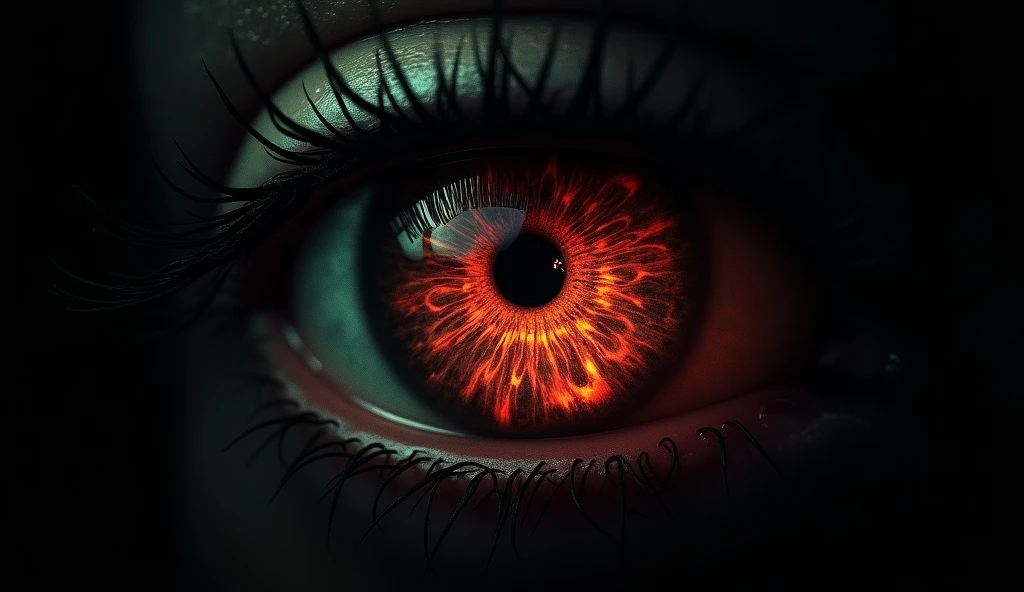 A scary eye on a black background.