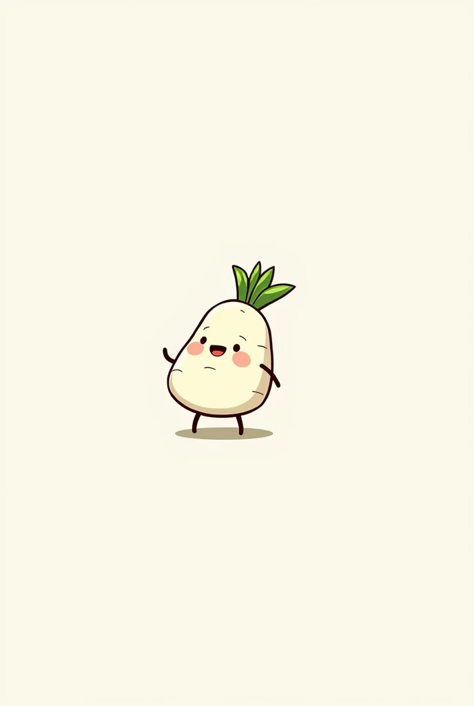 concept art, pixel image, A personified white radish with a blank expression and a chubby body, greeting someone., looking at the viewer, Illustration, no background, Profile picture