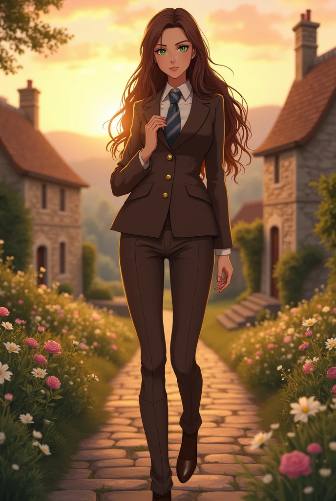 Sonata Dusk as England Hetalia female with brown suit and brown necktie