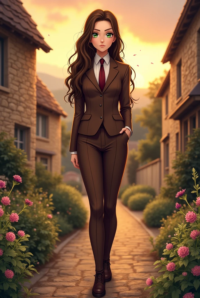 Sonata Dusk as England Hetalia female with brown suit and brown necktie