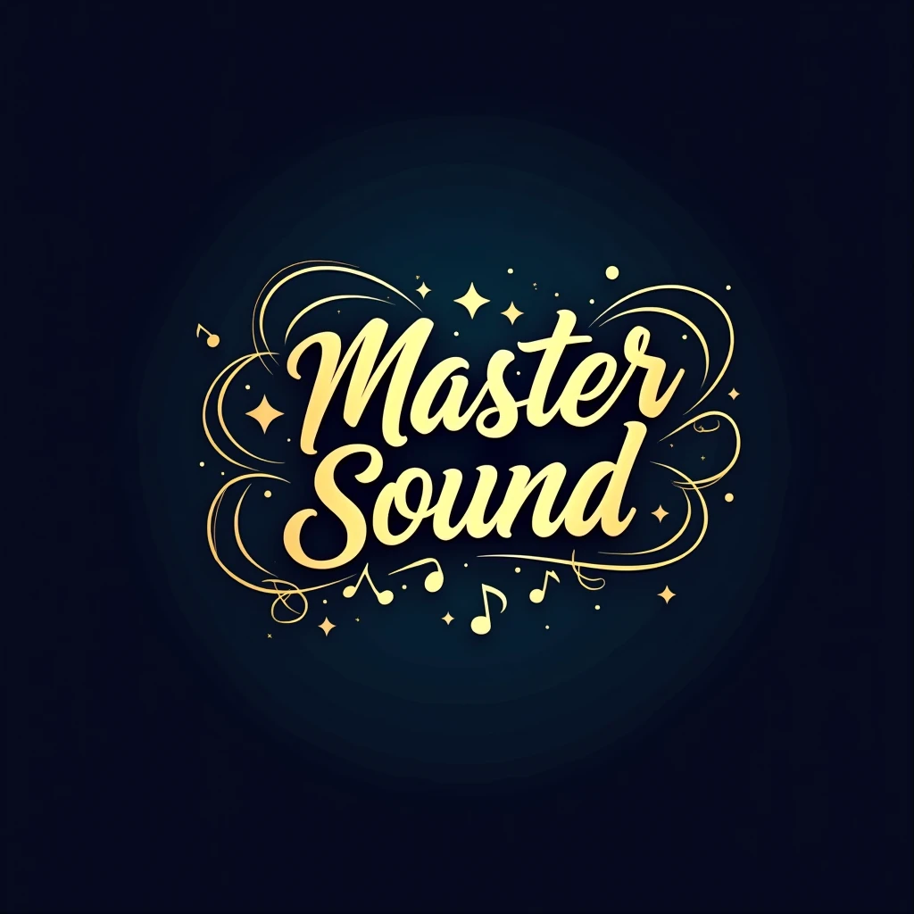 Create a logo for a music group with the words Master Sound and a beautiful font.
And include musical notes. 