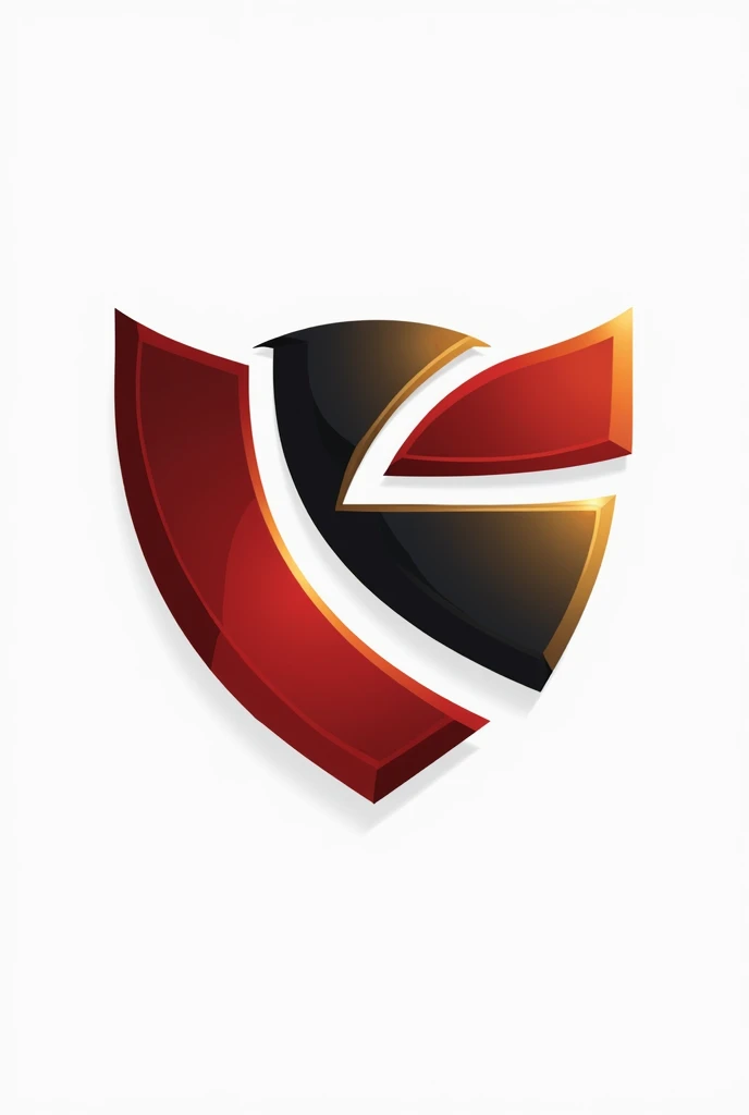 Create a stoic logo with a white background, it should feature shapes in red, black, and gold