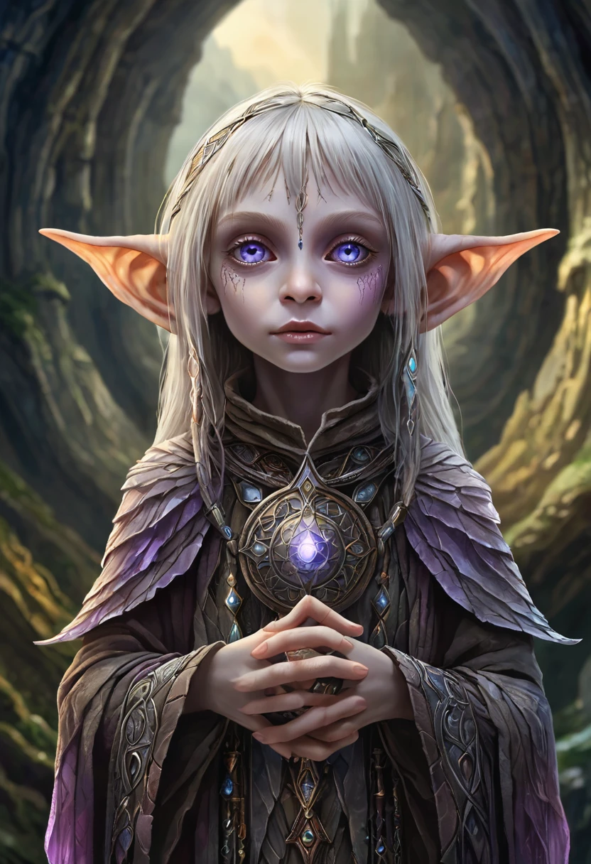 gelfling, dark crystal; Official Art – Charecter profile. An Award-Winning Digital Masterpiece In 4K Ultra HD, Extreme Detail And Intricate Realism. Symmetrical Face. This Concept Art Brought To Life By The Hands Of Artists Like Wlop & Artgerm In A Stunning 2D Vector Illustration.Background Is A Panoramic Vista.