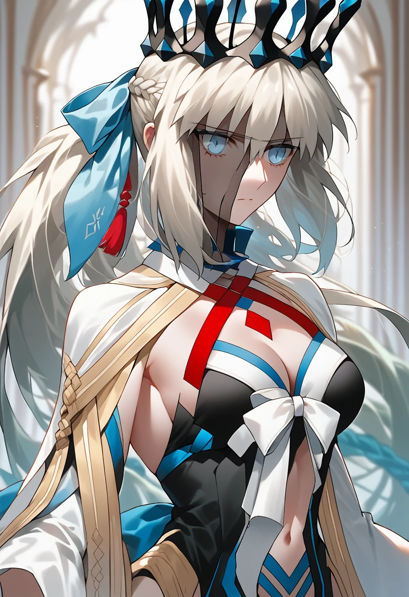 morgan le fay XL
Morgan Le Fay from Fate Grand Order
Vanilla: long hair, grey hair, blue eyes, very long hair, ponytail, black ribbon, hair ribbon, french braid, short dress, detached sleeves, cleavage, clothing cutout, detached collar, pelvic curtain
Swimsuit: long hair, grey hair, blue eyes, very long hair, braid, ponytail, hair flower, white bikini, detached collar, detached sleeves, blue ribbon, yellow ribbon
Third ascension: long hair, grey hair, blue eyes, very long hair, ponytail, Split ponytail, french braid, Crown, veil, spiked collar, black dress,
