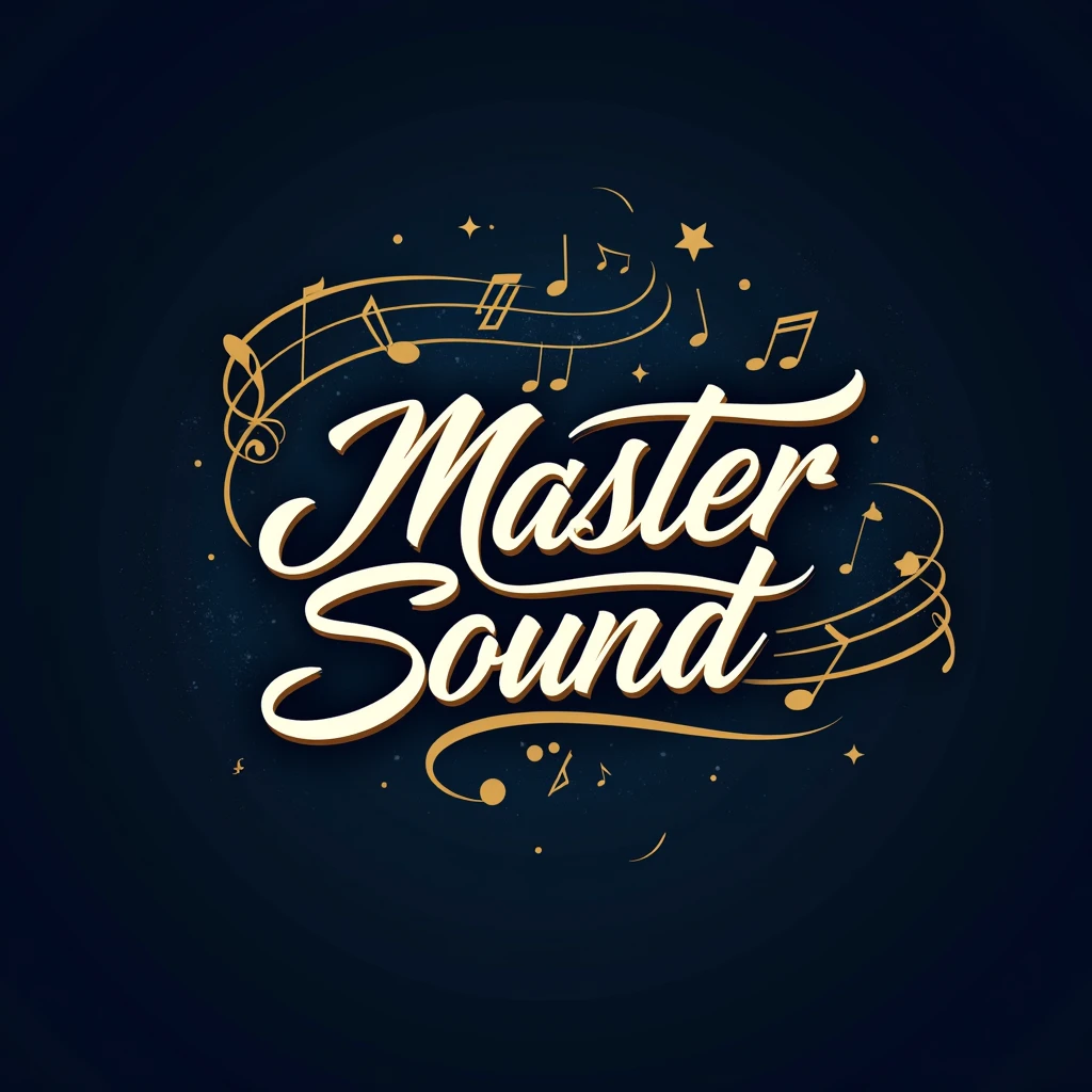 Create a logo for a music group with the words Master Sound and a beautiful font.
And include musical notes. 
