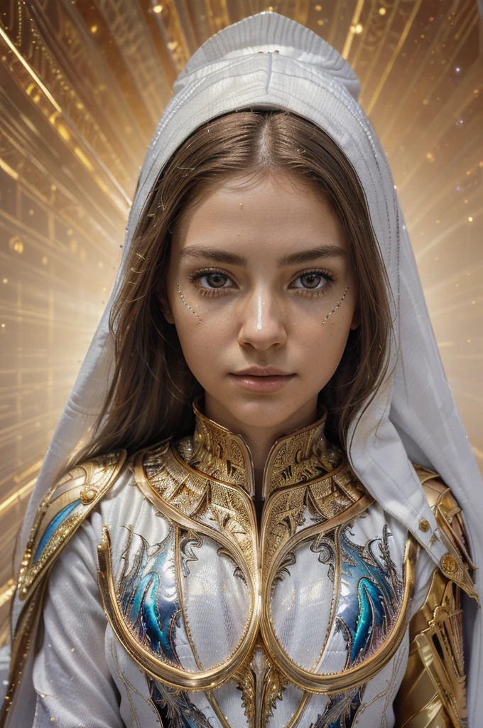 (artwork, top quality, Best Quality, official art, beautiful & Aesthetic:1.2), (1 girl), (Whole body), Extremely detailed eyes, (fractal art:1.3), showy, more detailed, (perfect face), shiny skin, HdR, (Golden lines of the white mantle:1.2), Galaxy, (light stripes), Stunning images, (dynamic stripes, streaks of light:1.2), vibrant colors, (phoenix)