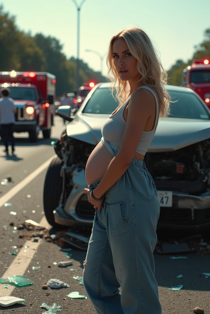 Pregnant woman in a road accident