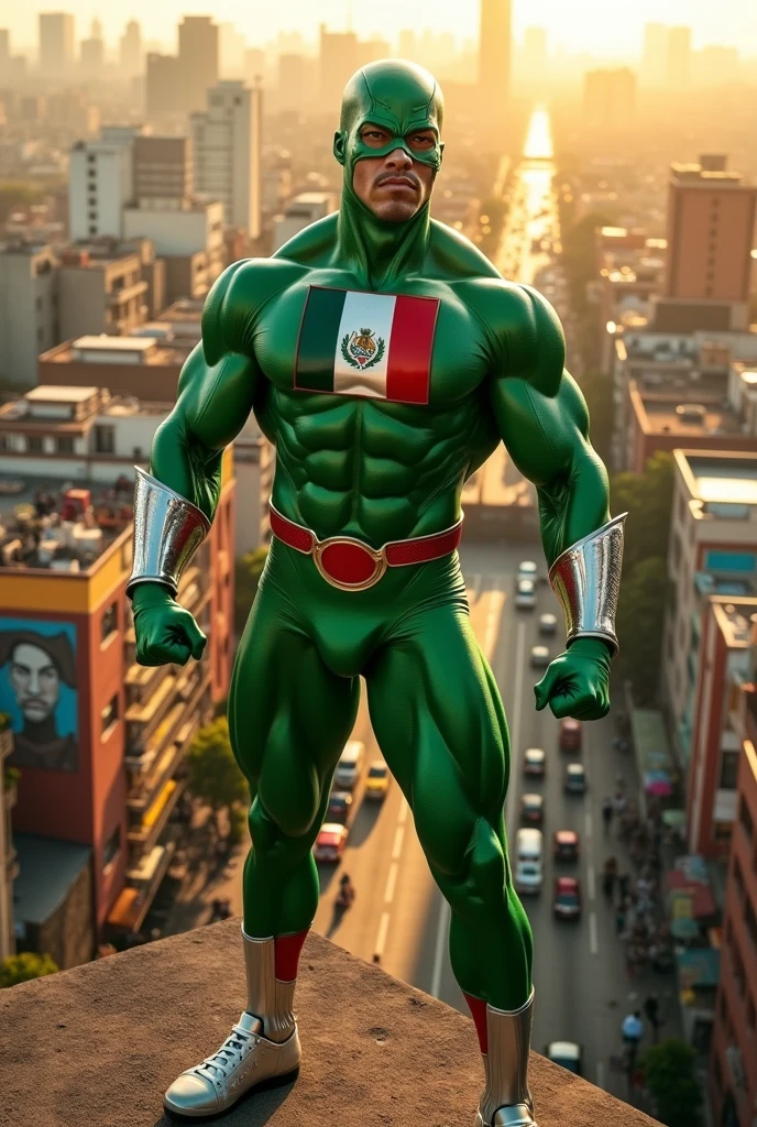 Superhero named Mentholatum with a small Peruvian flag on his chest
